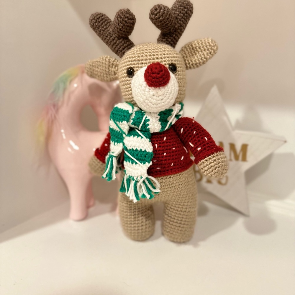 AMIGURUMI Handmade RUDOLPH REINDEER Tan/Brown - Picture 9 of 9